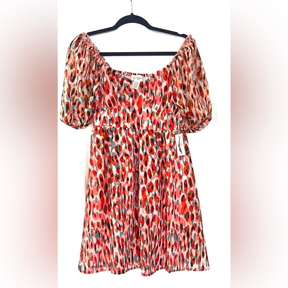 JESSICA SIMPSON Junior's Mini Dress Balloon Sleeve Colorful Size M - Picture 1 of 3